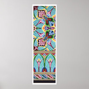 Art nouveau abstract pattern colorful textile art poster
