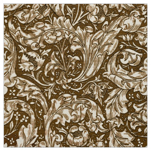 Art Nouveau Acanthus Leaves and Flowers, Brown  Fabric