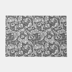 Art Nouveau Acanthus Leaves and Flowers, Gray Door Doormat