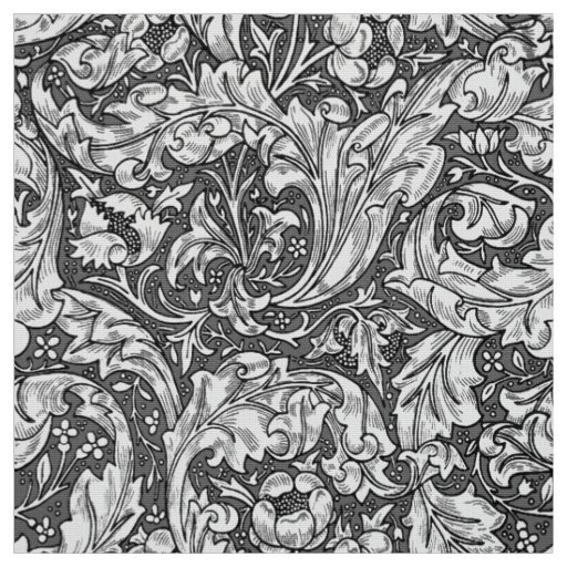 Art Nouveau Acanthus Leaves and Flowers, Gray Fabric