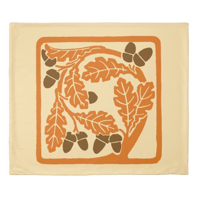 Art Nouveau Acorns and Leaves Duvet Cover (Front)