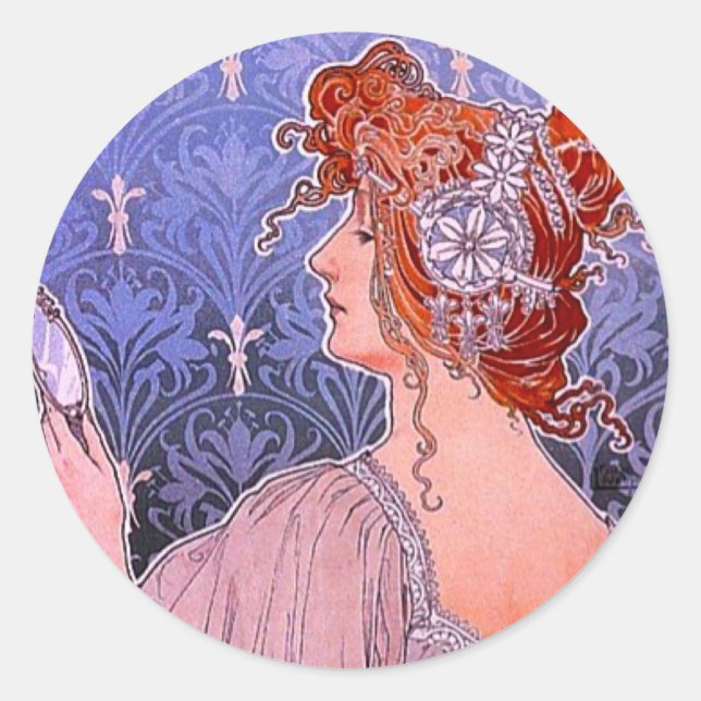 Art nouveau Advertisement Classic Round Sticker (Front)