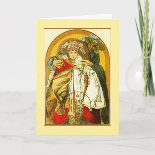 Art Nouveau Alfons Mucha Czech republic birthday Card