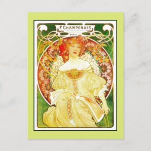 Art Nouveau Alfons Mucha, Paris printing ad Postcard
