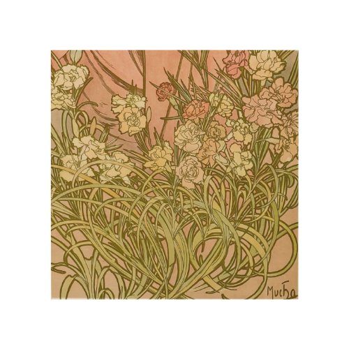 Art Nouveau Alfonse Mucha Floral carnation flowers