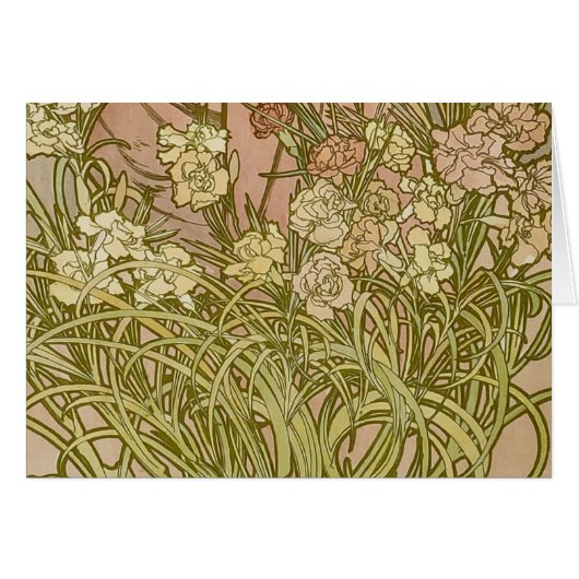Art Nouveau Alfonse Mucha Floral carnation flowers (Front Horizontal)