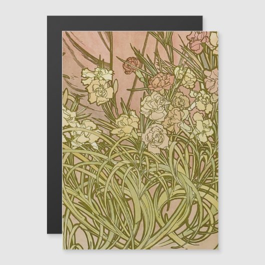 Art Nouveau Alfonse Mucha Floral carnation flowers (Front/Back)