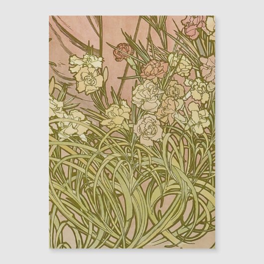 Art Nouveau Alfonse Mucha Floral carnation flowers (Front)