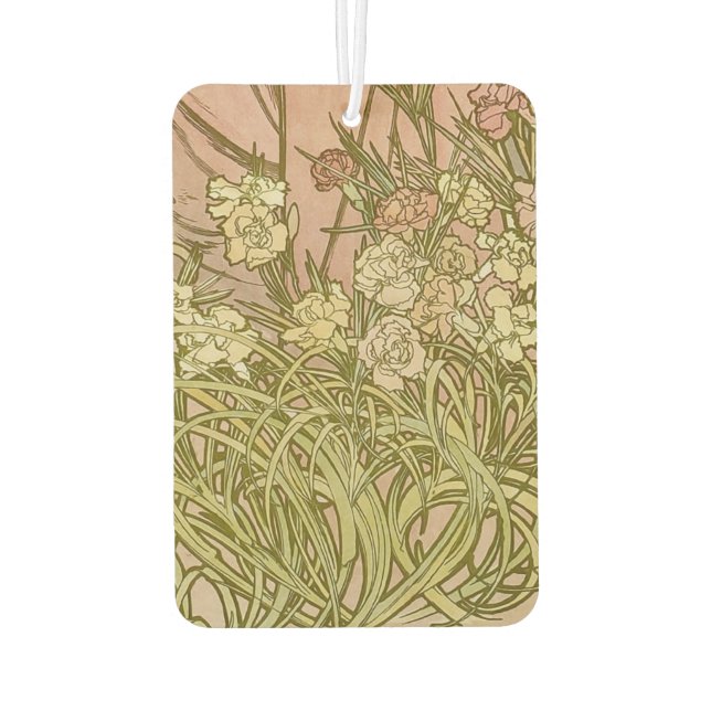 Art Nouveau Alfonse Mucha Floral carnation flowers Air Freshener (Back)