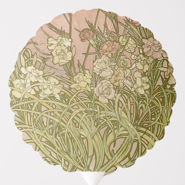 Art Nouveau Alfonse Mucha Floral carnation flowers Balloon (Front)