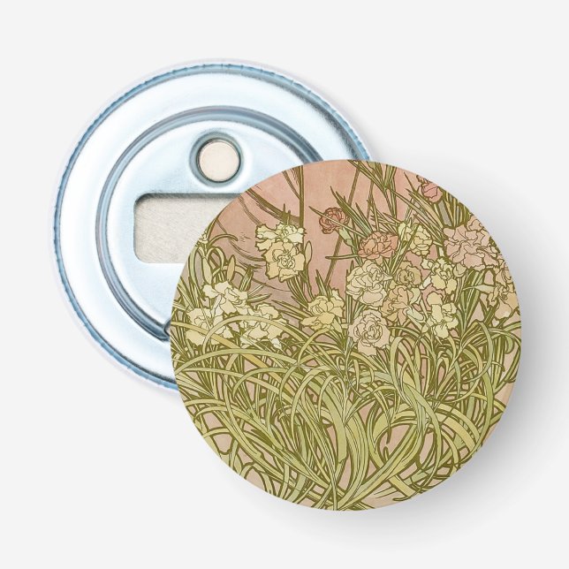Art Nouveau Alfonse Mucha Floral carnation flowers Bottle Opener (Front)