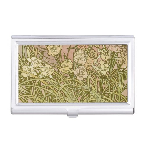 Art Nouveau Alfonse Mucha Floral carnation flowers Business Card Case