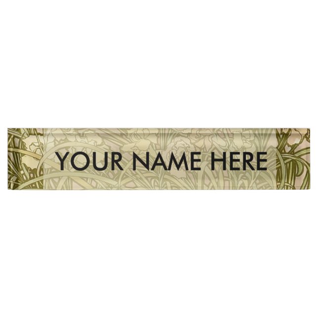 Art Nouveau Alfonse Mucha Floral carnation flowers Desk Name Plate (Front)
