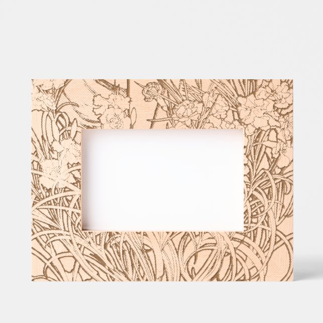 Art Nouveau Alfonse Mucha Floral carnation flowers Engraved Frames (Front)