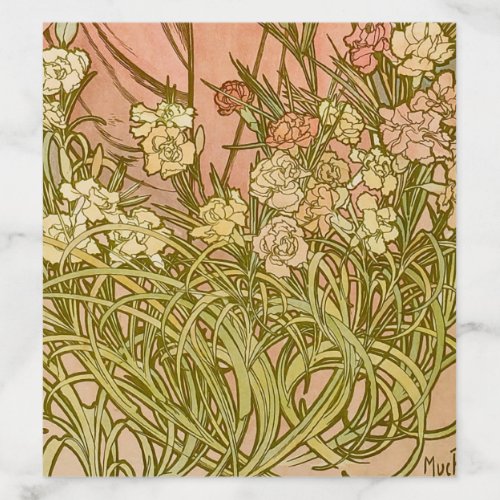 Art Nouveau Alfonse Mucha Floral carnation flowers Envelope Liner
