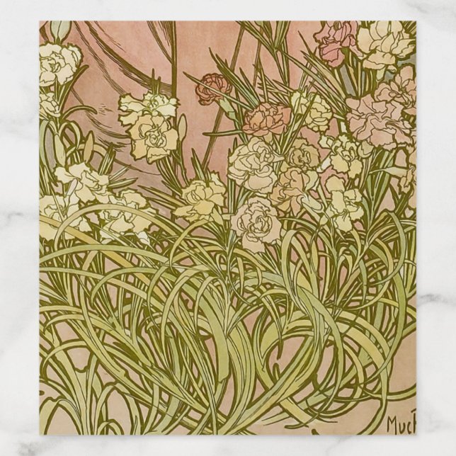 Art Nouveau Alfonse Mucha Floral carnation flowers Envelope Liner (Design)