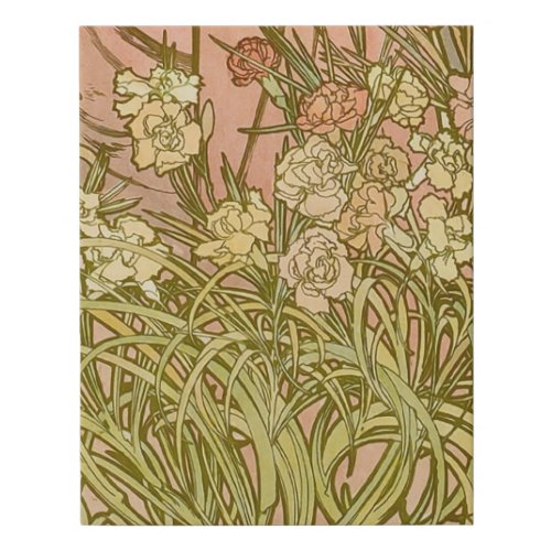 Art Nouveau Alfonse Mucha Floral carnation flowers Faux Canvas Print