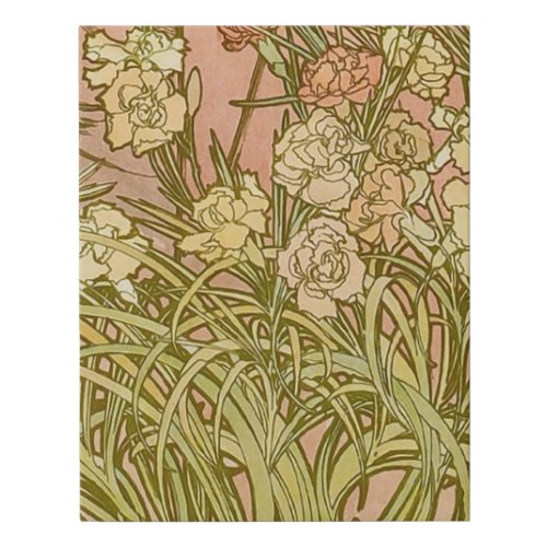 Art Nouveau Alfonse Mucha Floral carnation flowers Faux Canvas Print