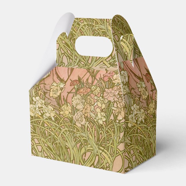 Art Nouveau Alfonse Mucha Floral carnation flowers Favor Boxes (Front Side)