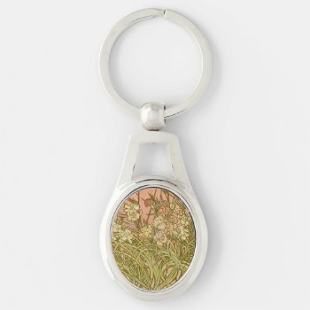 Art Nouveau Alfonse Mucha Floral Carnation Flowers Keychain by vintagechicdesign at Zazzle