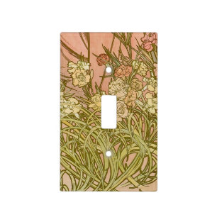 Art Nouveau Alfonse Mucha Floral carnation flowers Light Switch Cover