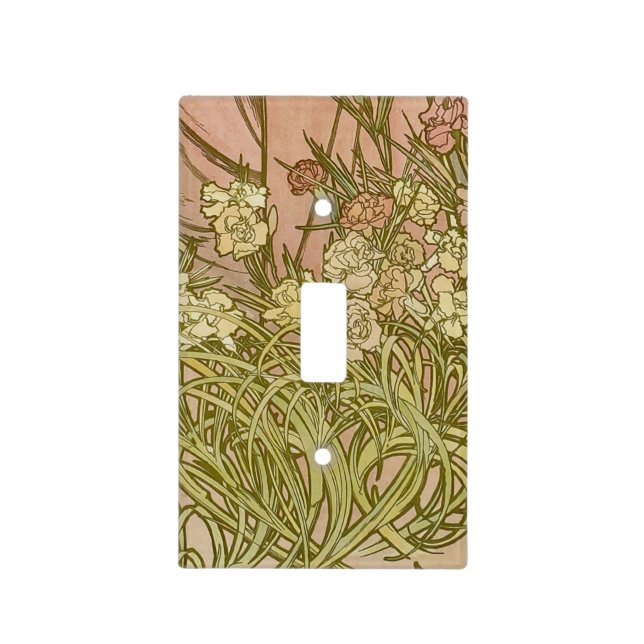 Art Nouveau Alfonse Mucha Floral carnation flowers Light Switch Cover (Front)