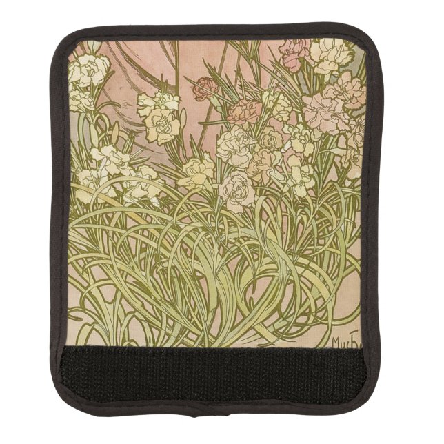 Art Nouveau Alfonse Mucha Floral carnation flowers Luggage Handle Wrap (Front)