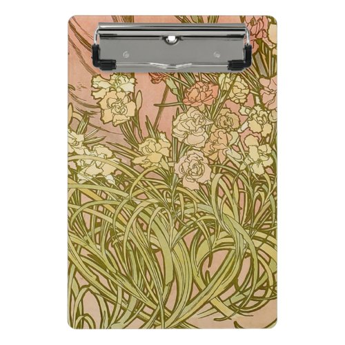 Art Nouveau Alfonse Mucha Floral carnation flowers Mini Clipboard