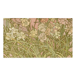 Art Nouveau Alfonse Mucha Floral carnation flowers Name Tag