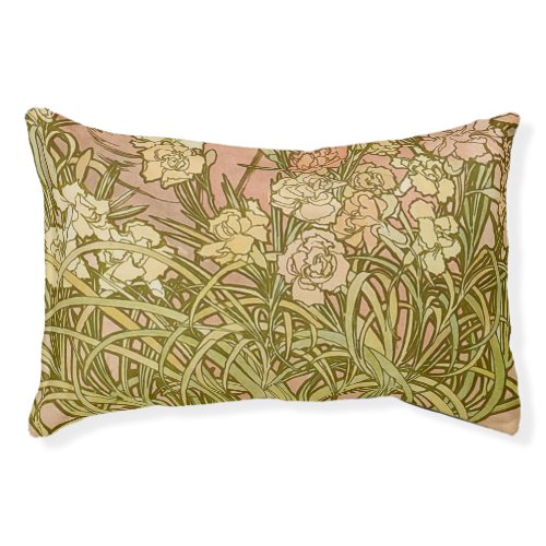 Art Nouveau Alfonse Mucha Floral carnation flowers Pet Bed