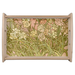 Art Nouveau Alfonse Mucha Floral carnation flowers Serving Tray