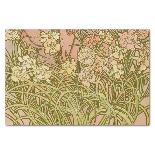 Art Nouveau Alfonse Mucha Floral carnation flowers Tissue Paper