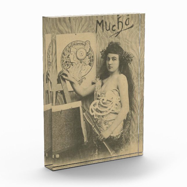 Art nouveau Alphonse mucha art woman model Photo Block (Left)