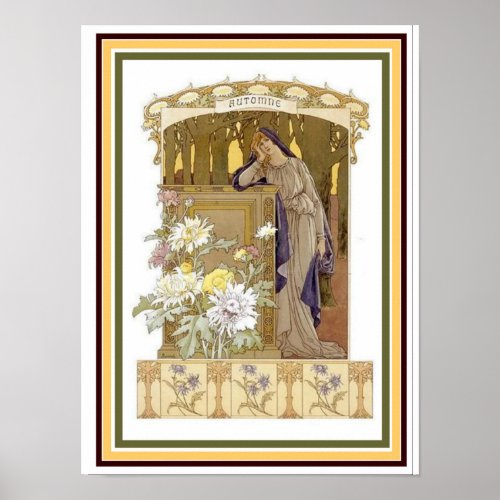 Art Nouveau Alphonse Mucha Atomne 12 x 16 Wall Art