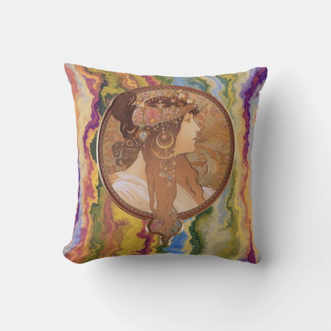 Art Nouveau - Alphonse Mucha Byzantine  Throw Pillow (Front)