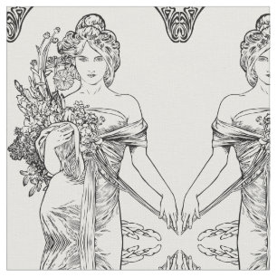 Art nouveau Alphonse Mucha cotton fabric