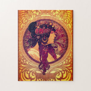 Art nouveau Alphonse Mucha Donna elegant woman Jigsaw Puzzle