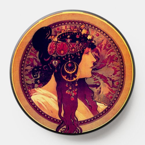 Art nouveau Alphonse Mucha Donna elegant woman PopSocket