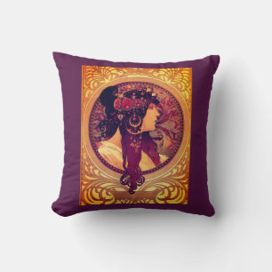 Art nouveau Alphonse Mucha Donna Orechini elegant  Throw Pillow