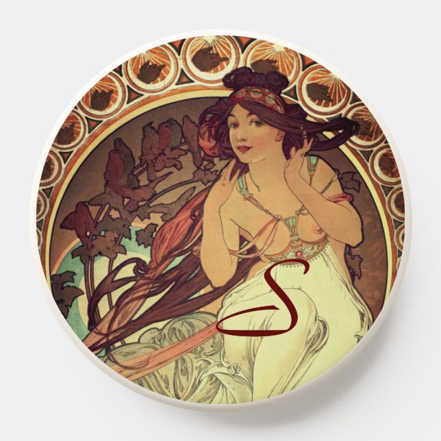 Art nouveau Alphonse Mucha elegant muse woman PopSocket (Popsocket)
