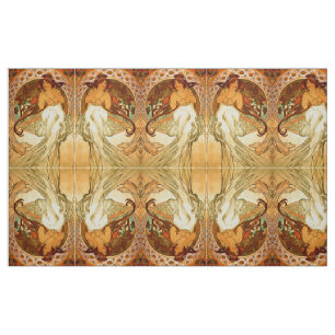 Art nouveau Alphonse Mucha elegant vintage woman Fabric