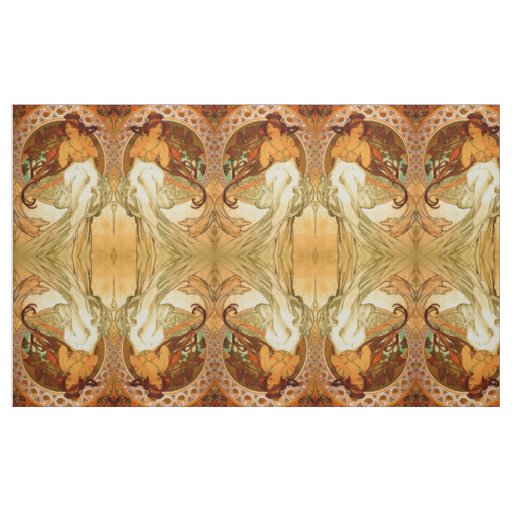 Art nouveau Alphonse Mucha elegant vintage woman Fabric