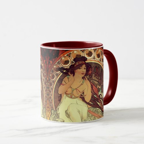 Art nouveau Alphonse Mucha elegant vintage woman Mug