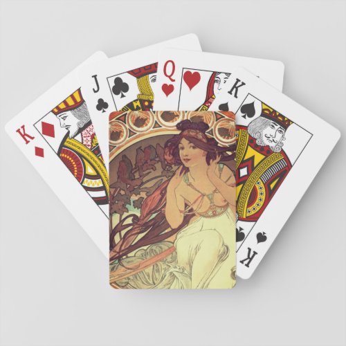 Art nouveau Alphonse Mucha elegant vintage woman  Playing Cards