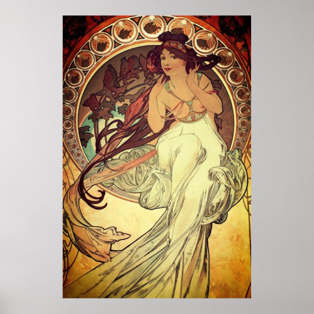 Art nouveau Alphonse Mucha elegant vintage woman Poster (Front)