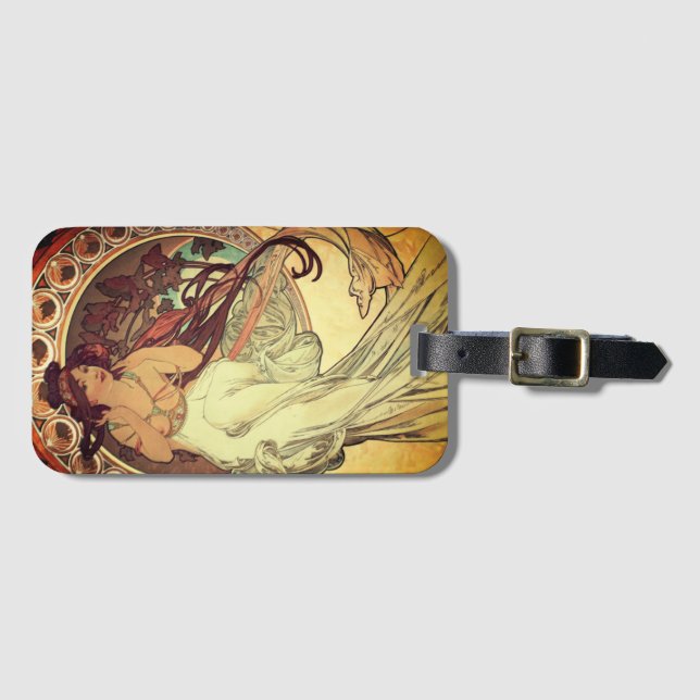 Art nouveau Alphonse Mucha elegant woman muse Luggage Tag (Front Horizontal)