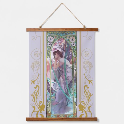 Art Nouveau Alphonse Mucha Evening Contemplation Hanging Tapestry