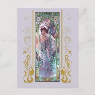 Art Nouveau Alphonse Mucha Evening Contemplation Postcard