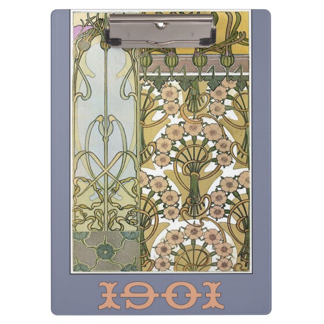 Art nouveau alphonse mucha floral art 1901 clipboard (Front)
