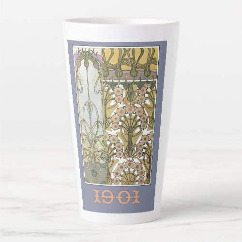 Art nouveau alphonse mucha floral art 1901 purple  latte mug